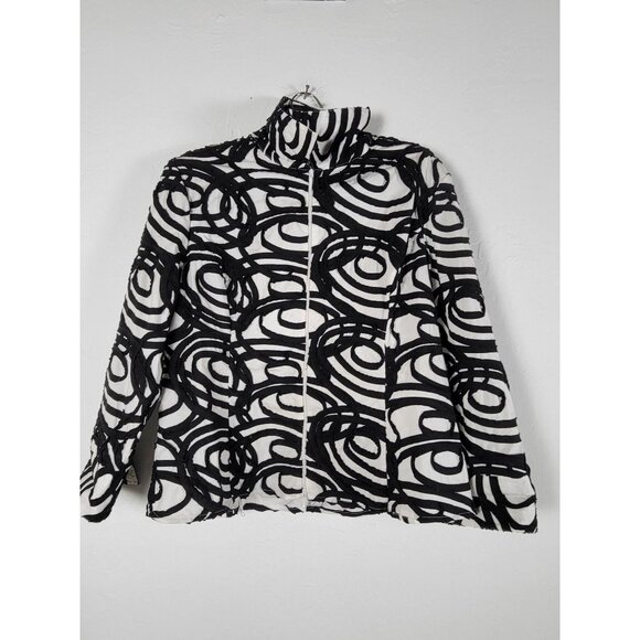 Samuel Dong Womens Black & White Patterned Jacket XL Cotton Blend Stretch - Picture 1 of 8